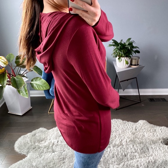 ◾️JEANIE V-Neck hoodie knit Maroon - Picture 4 of 6